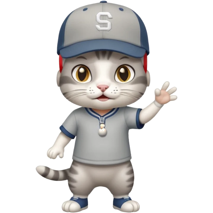 Rengi gri beyaz olaolan rapci kedi emoji