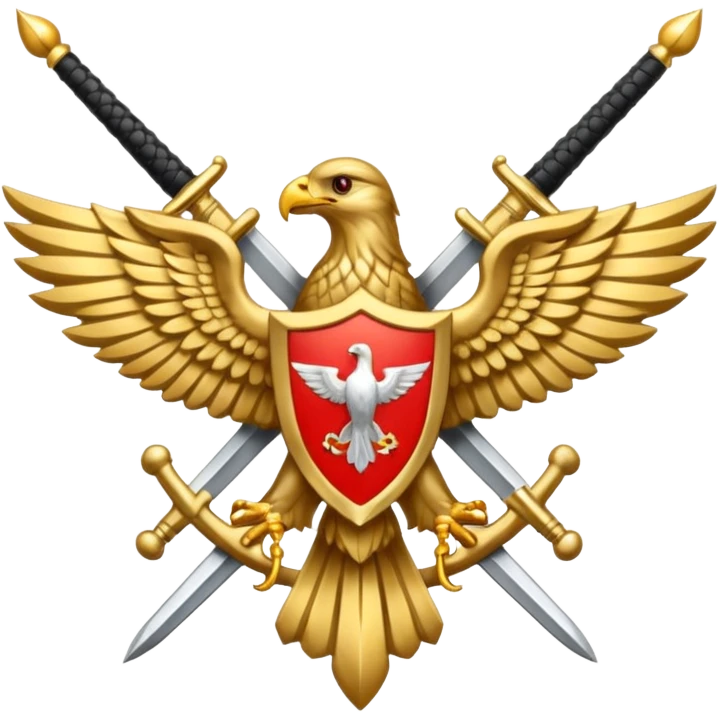 Insignia militar realista para videojuegos de guerra (estilo Delta Force), forma de escudo metálico con bordes desgastados. Incluye:

Símbolo: [fusiles cruzados / águila / estrellas / espada] emoji