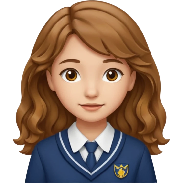 Quiero a una persona morena no tan morena , que sea una adolescente , que lleve uniforme escolar , con un pelo ondulado ,pero no regido , pero que tenga una sonrisa suave, pero que este con un fondo blanco. emoji