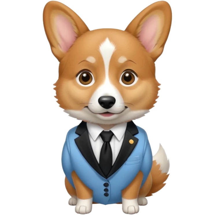 perrita caricatura gorgi gales ejecutiva con ropa celeste claro y corbata negra  emoji