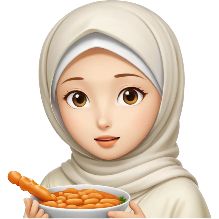 White hijab girl and tteokbokki emoji