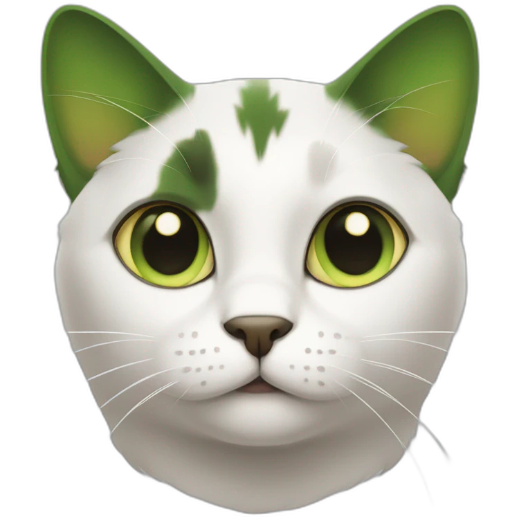 European green bicolor cat that look dumb emoji