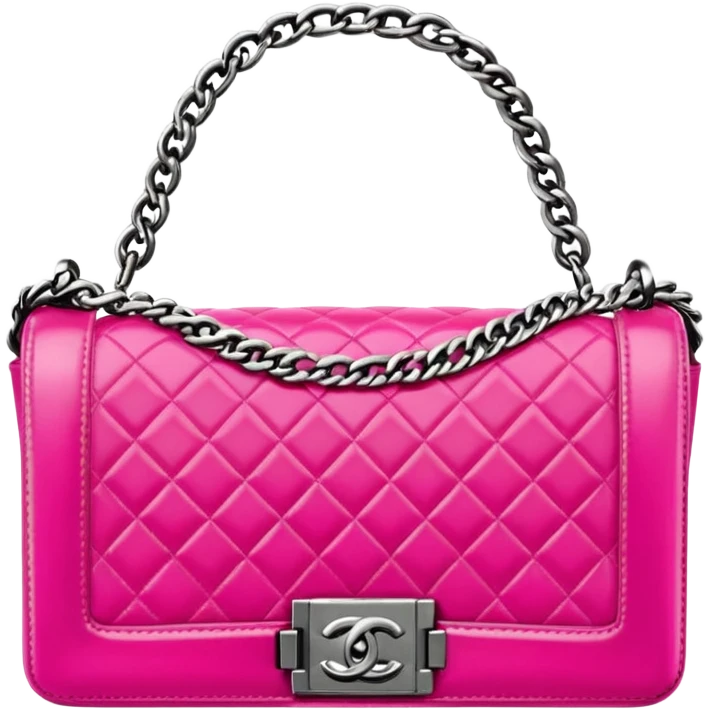 bright pink chanel le boy bag emoji