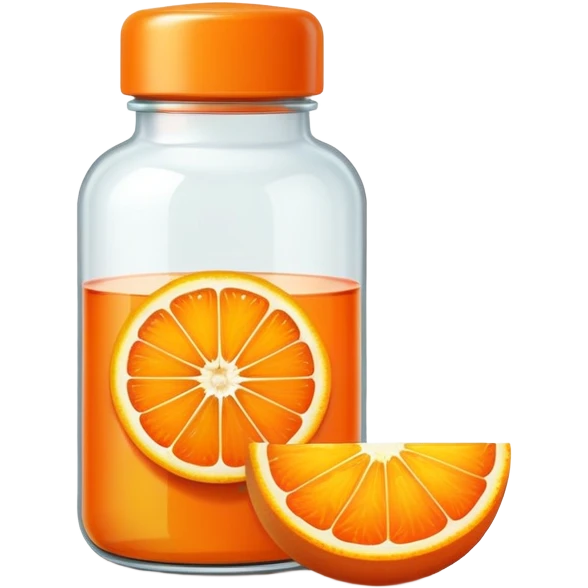 Vitamin C supplement bottle with orange slice emoji