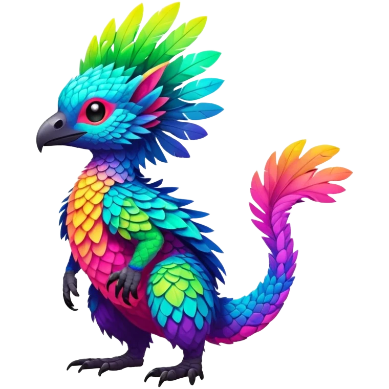 Exotic vibrant lush neon-colored Fakémon-Trico-creature (full body) emoji