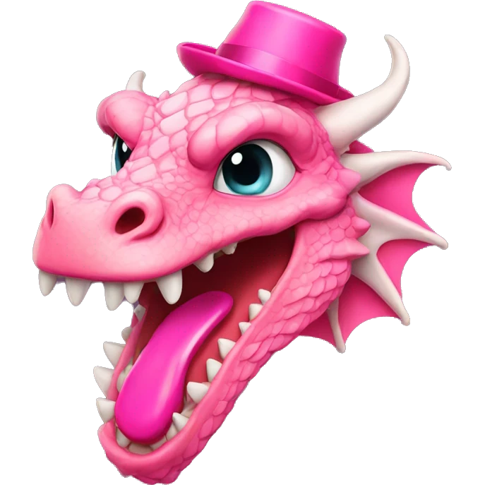 Dragon wearing a pink hat with lipstick on emoji