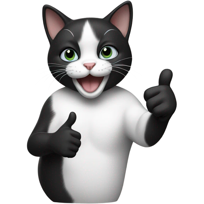 Black and white  cat thumbs up  emoji