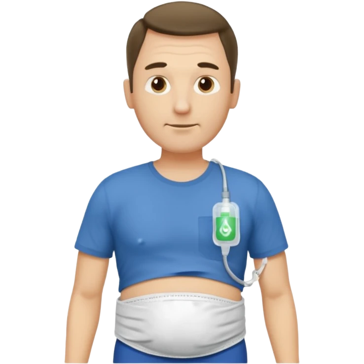 A man in his mid-40s with a stoma bag on his stomach. emoji