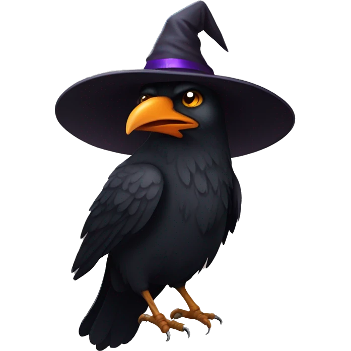 crow wearing witch hat emoji