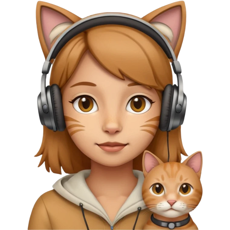 Light brown woman with cat headphones  emoji