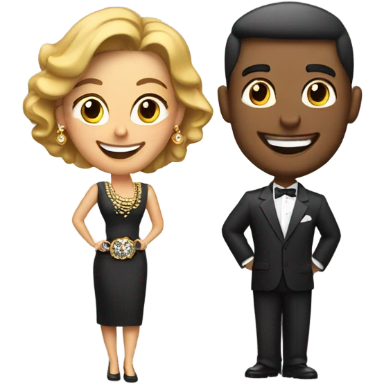 smiling couple with jewelry emoji