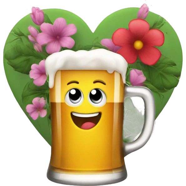 heart and beer and flowr emoji