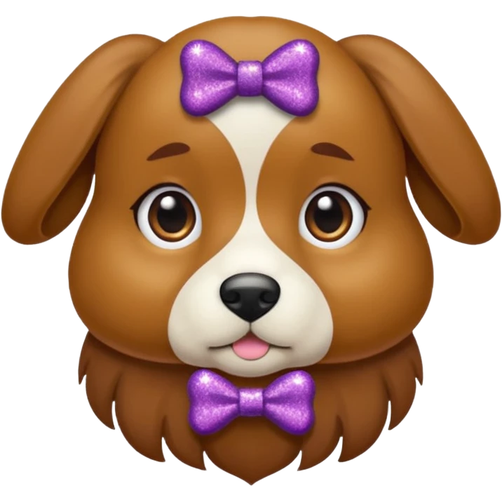 Cachorro com gravata roxa com glitter emoji