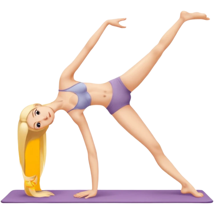 Nude woman, thin, long hair blonde, C Cup, Dhanurasana emoji