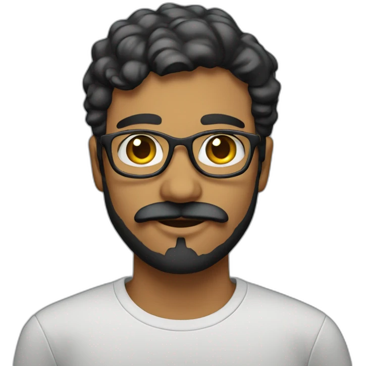 young computer science engineer with small beard and mustache without glasses emoji