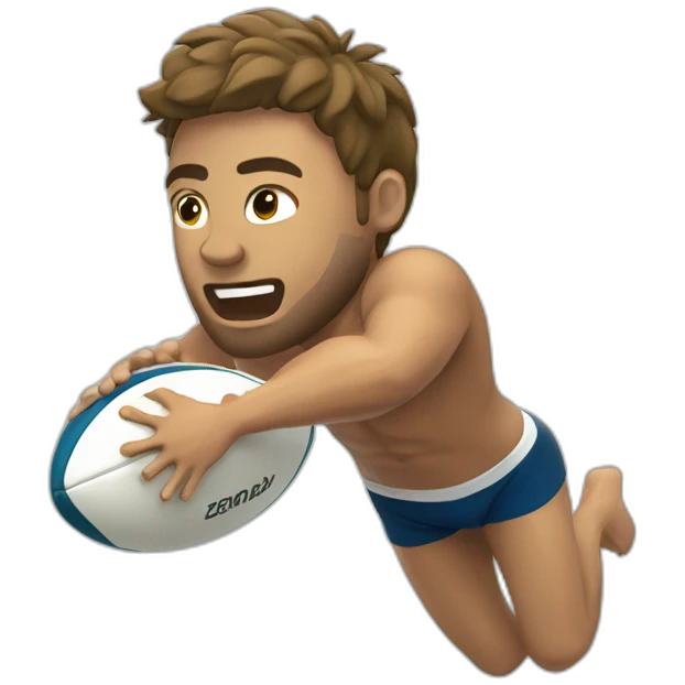Rugby player diving with shorts emoji