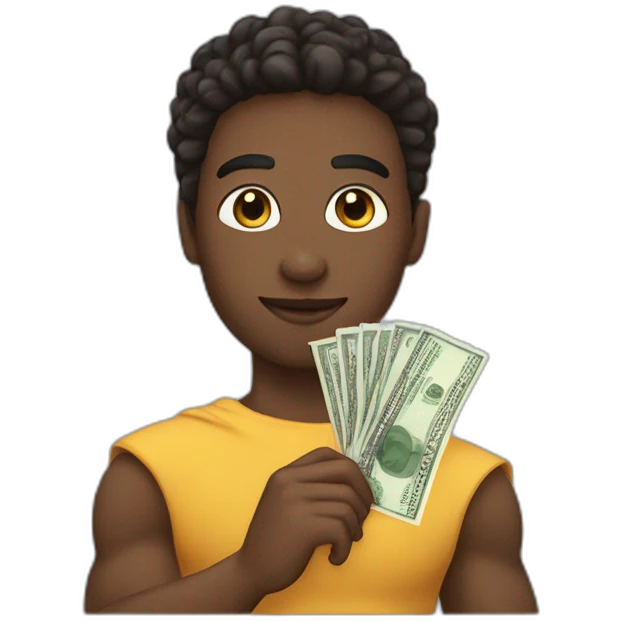gender and race neutral human as a superhero holding a € bill emoji