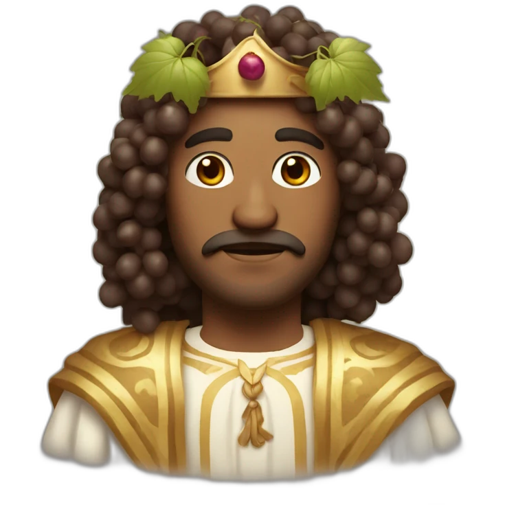 man with greek robe and long curly hair and a crown of grapes and no mustache emoji