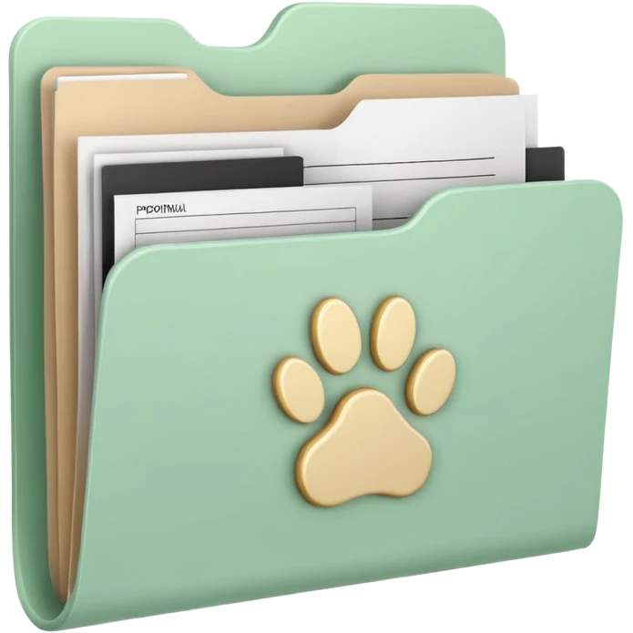 a pastel green folder of documents with a pawprint on it emoji