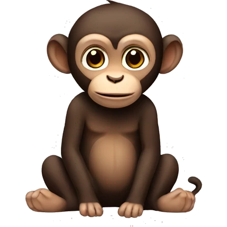sitting cute dark brown monkey emoji