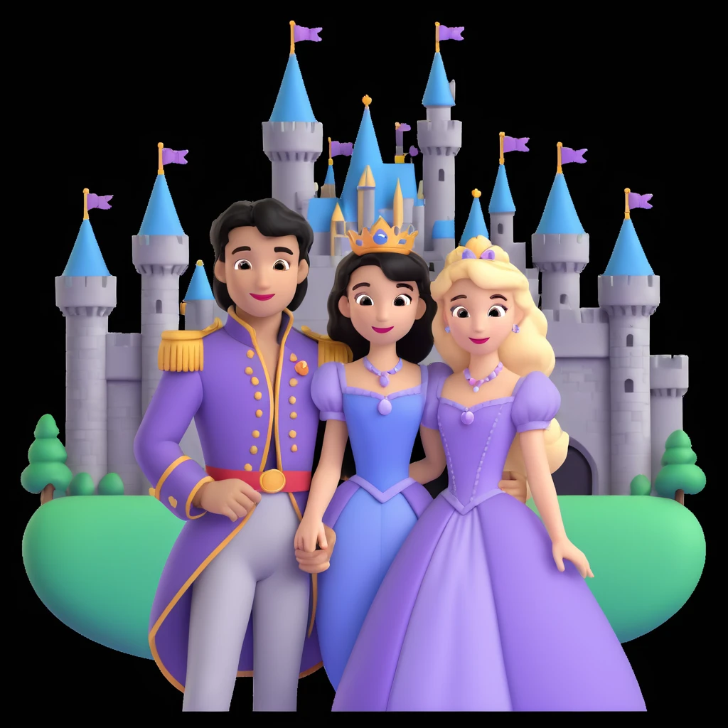 prince and princess Disney dress close up photo in castle background emoji