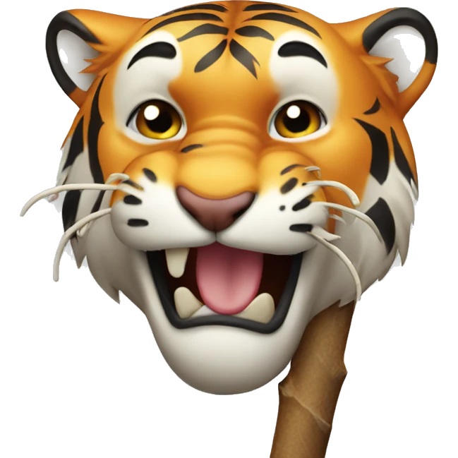 Tiger eating a stick emoji