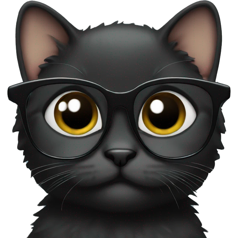 Baby balck cat with glasses emoji