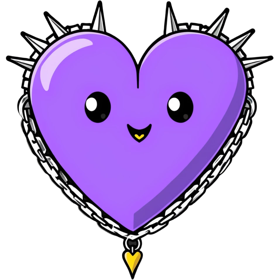 dark punk heart with chains and spikes emoji