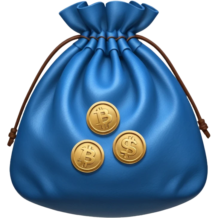 blue coins inside brown money bag emoji