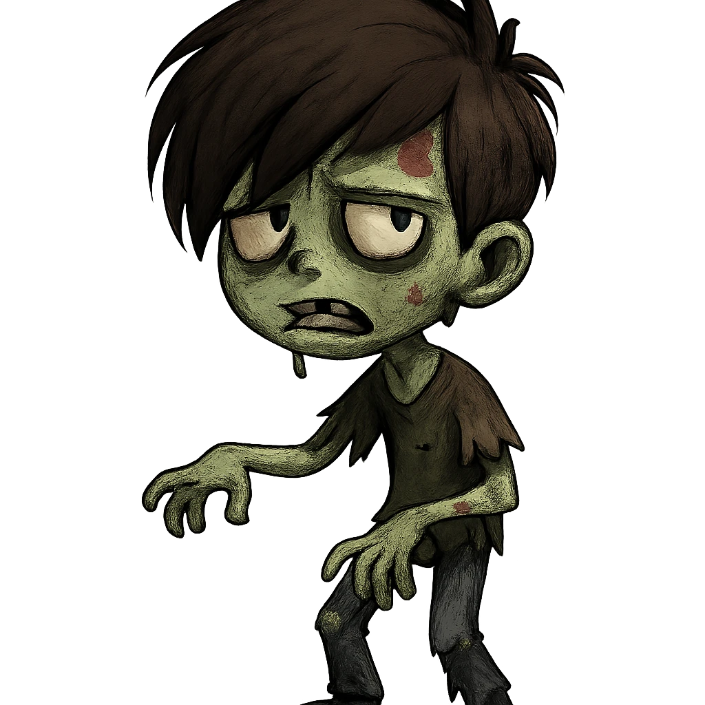boy zombie with medium, big, slightly emo dark brown hair emoji