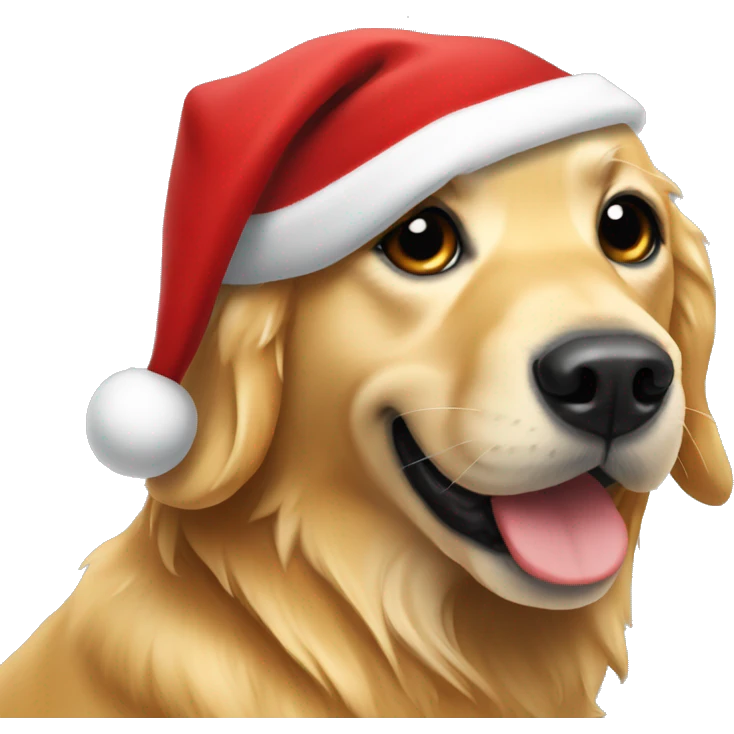 Golden retriever Santa hat emoji