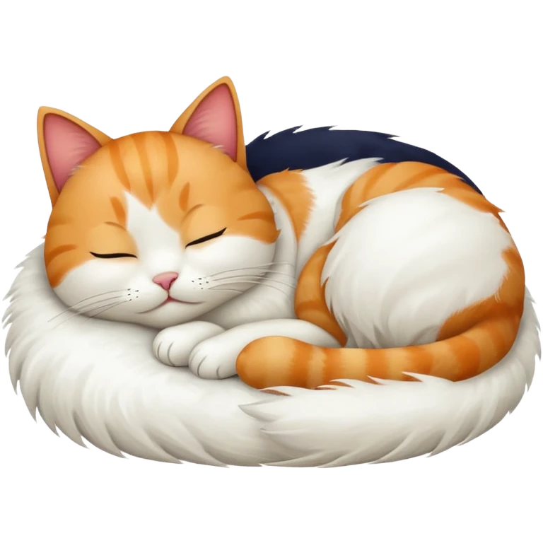 Sleeping cat emoji, apple style, white fur emoji