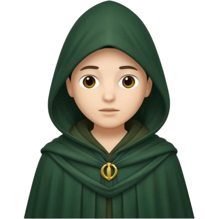 person in hooded dark green cloak emoji