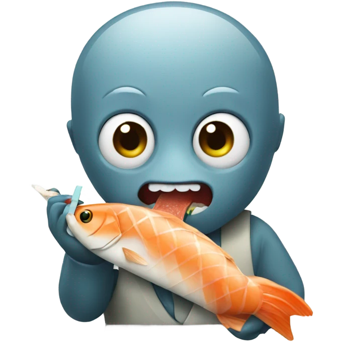Fish man eating sushi emoji