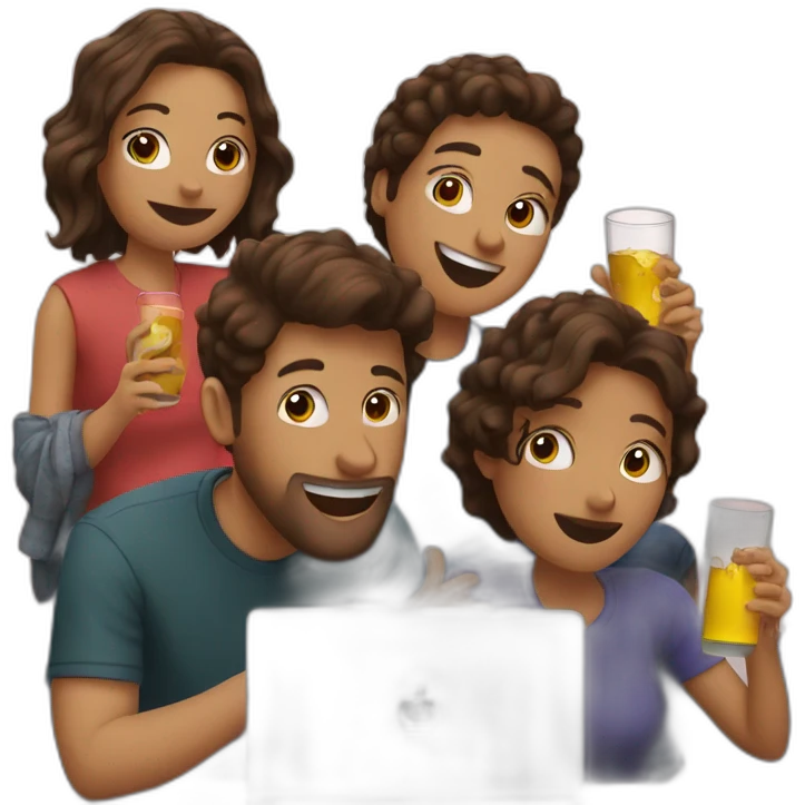 Friends drinking on a video call emoji