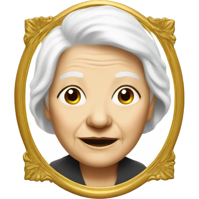 old woman with white hair add gold picture frame emoji
