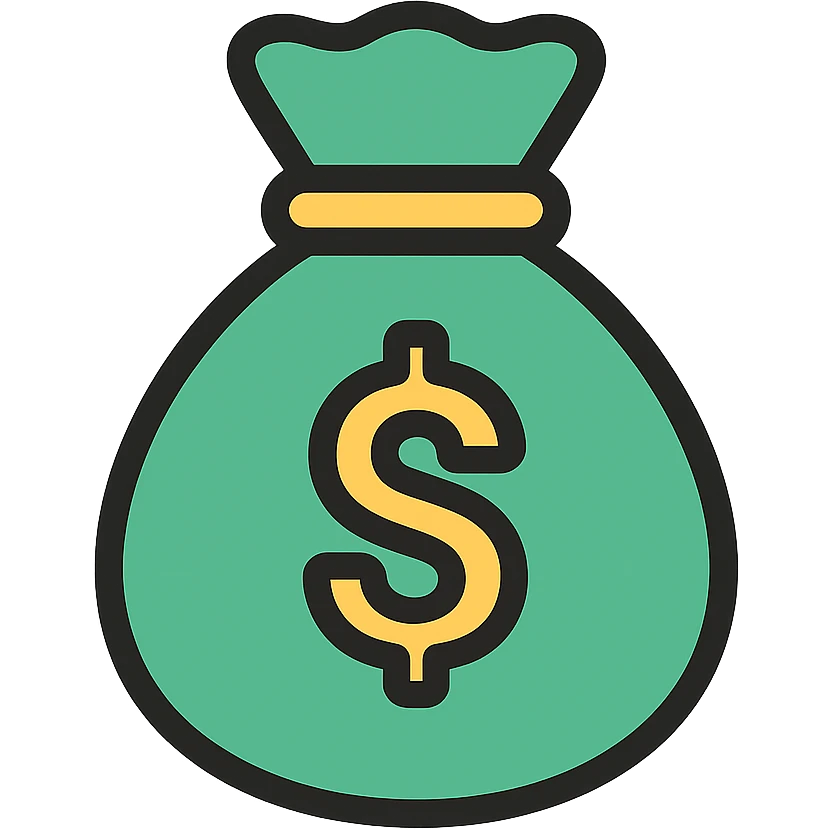 money bag icon, color outline style with green and gold accents emoji