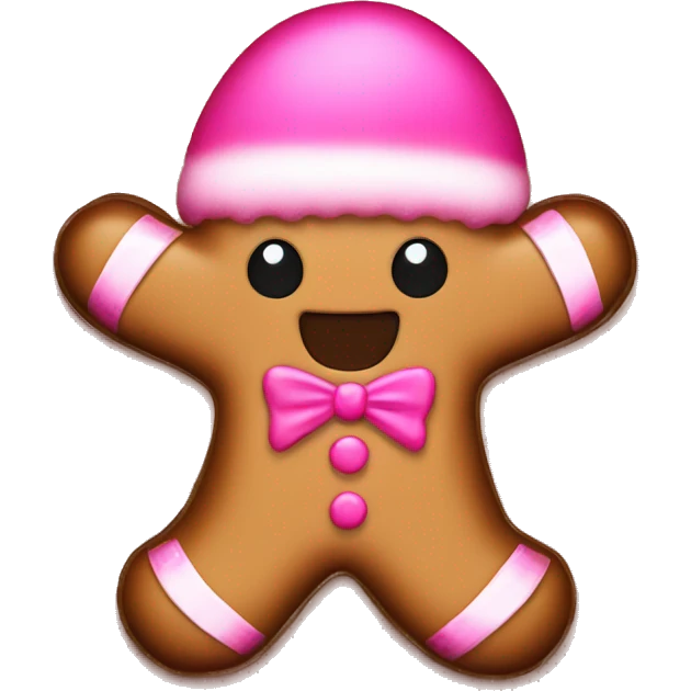 a gingerbread man with pink decoration  emoji