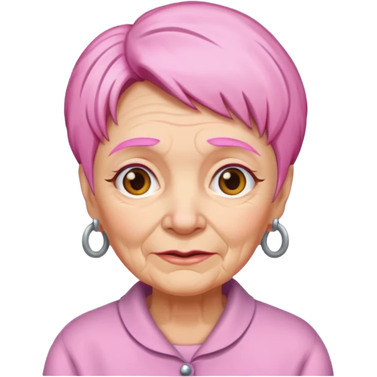 pink haired grandma with wrinkles emoji