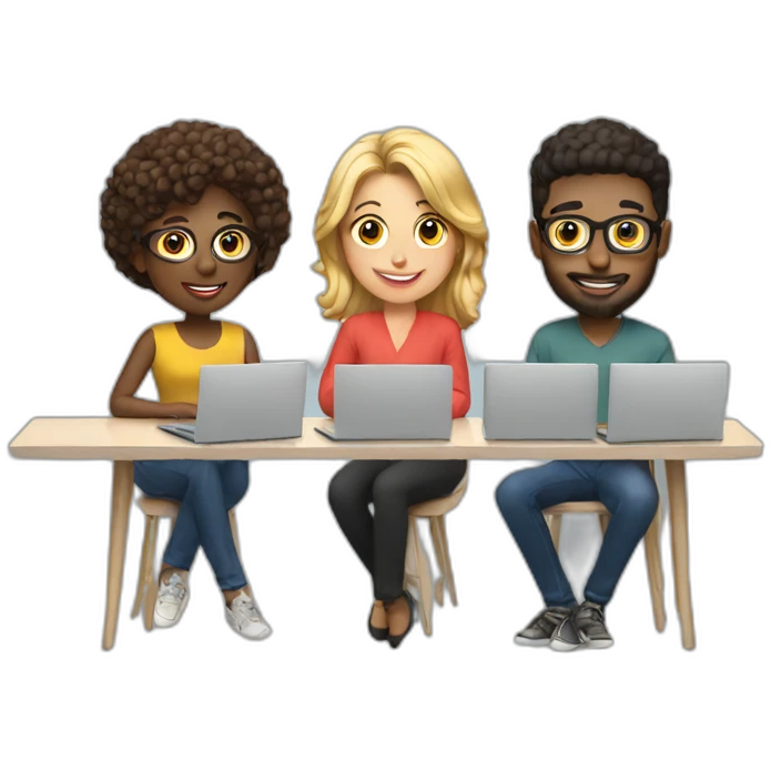 3 designers with laptops emoji