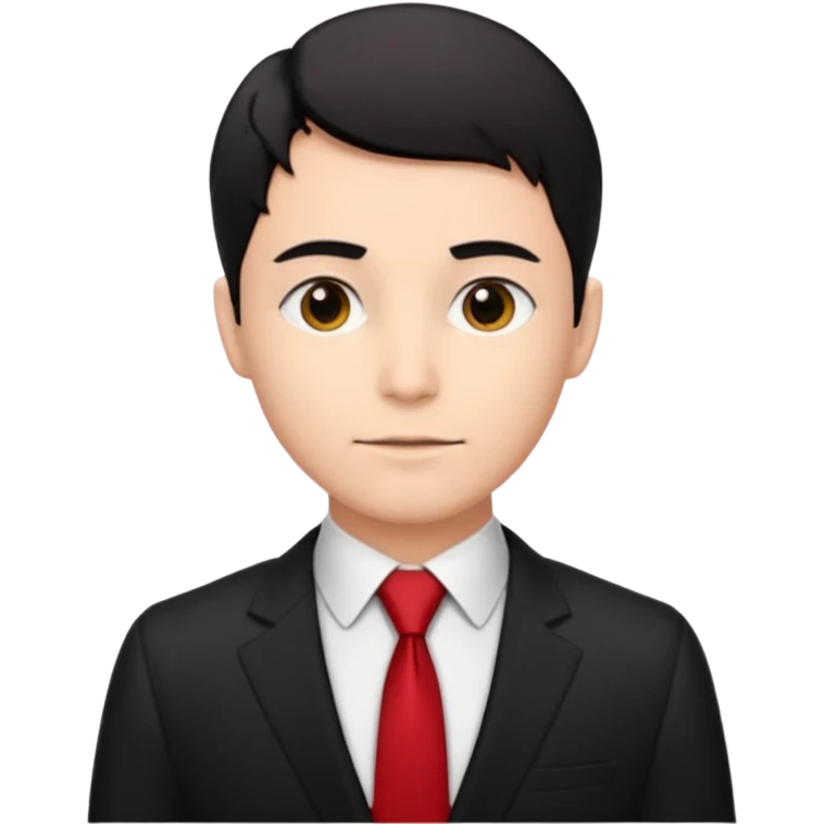 lawyer wear black suti with red tie, with black hear emoji