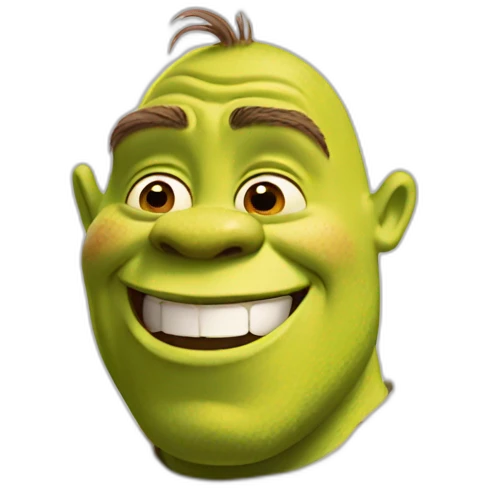 Shrek with happy face emoji