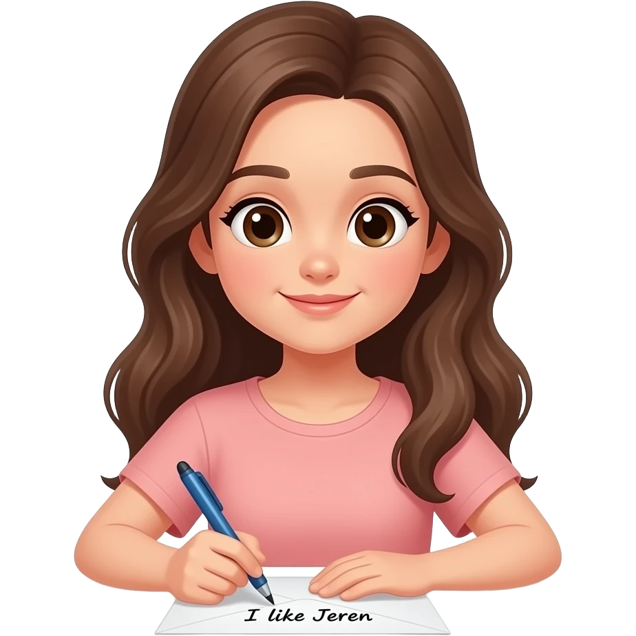 Girl write a letter. on the letter written I like jeren emoji