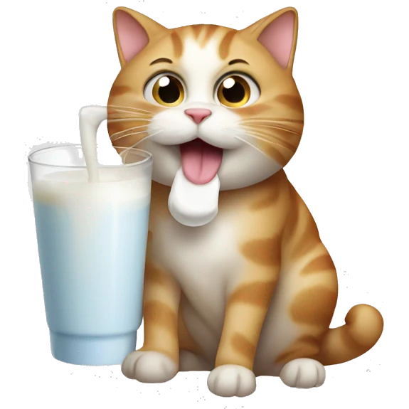 Cat licking milk emoji