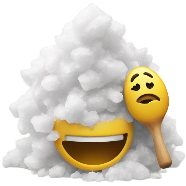 Happy face emoji smelling a pile of salt emoji
