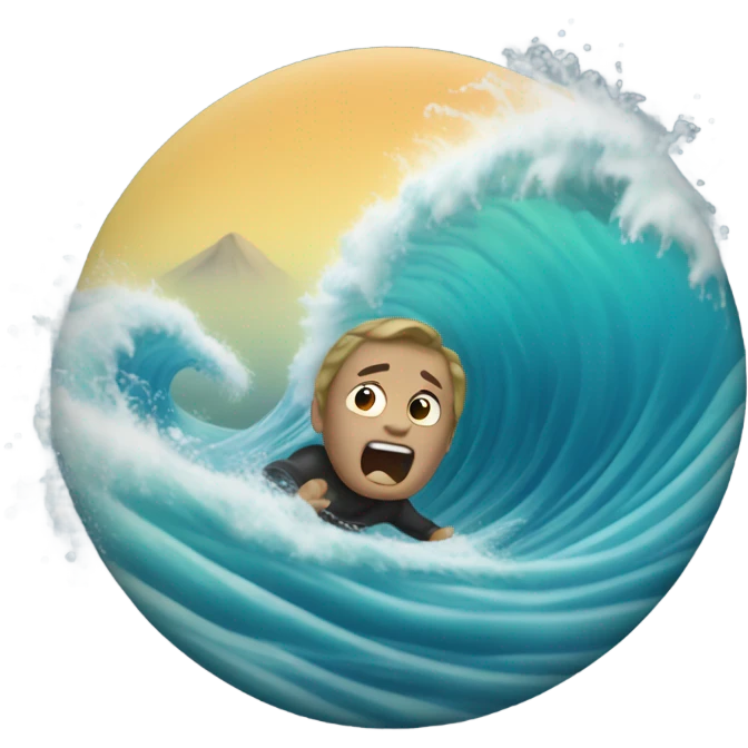 someone getting hit by an ocean wave emoji