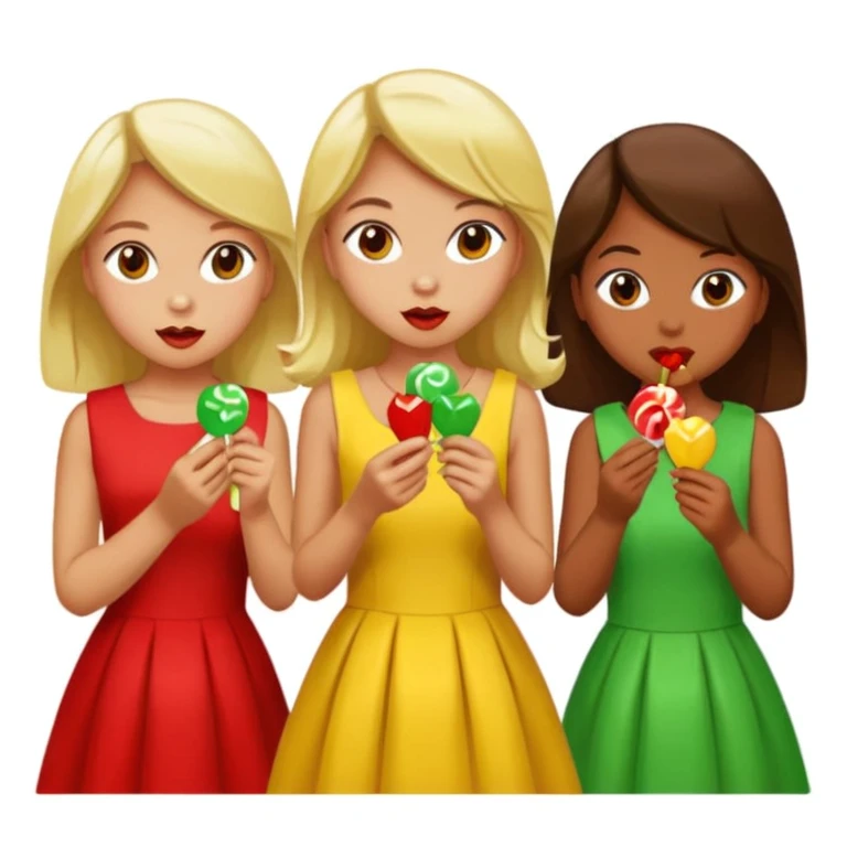 Three mean girls red green yellow candy emoji