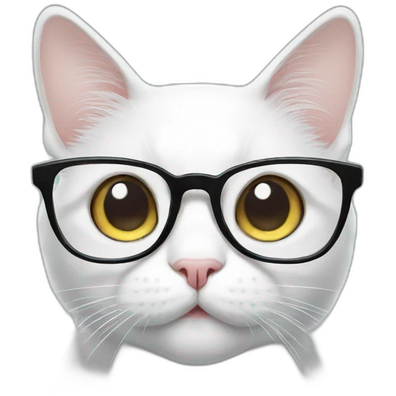 White cat with glasses emoji
