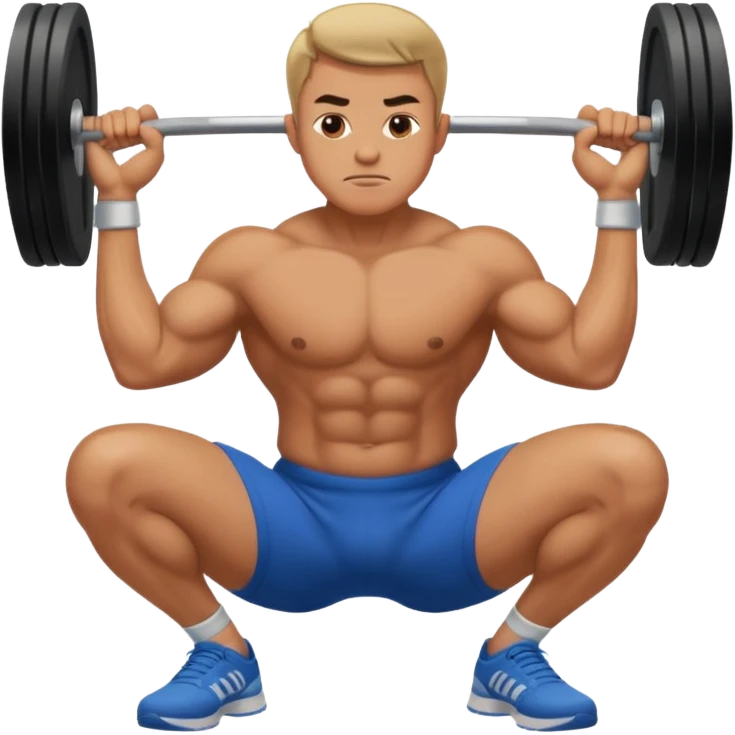 a man doing a squat while holding his ankles emoji