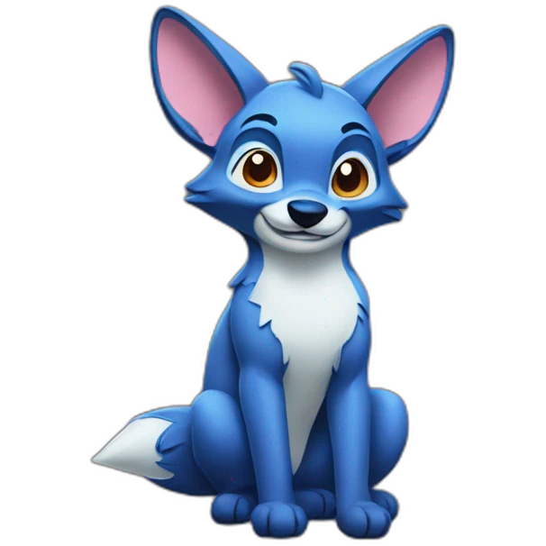 Stitch on a Fox emoji